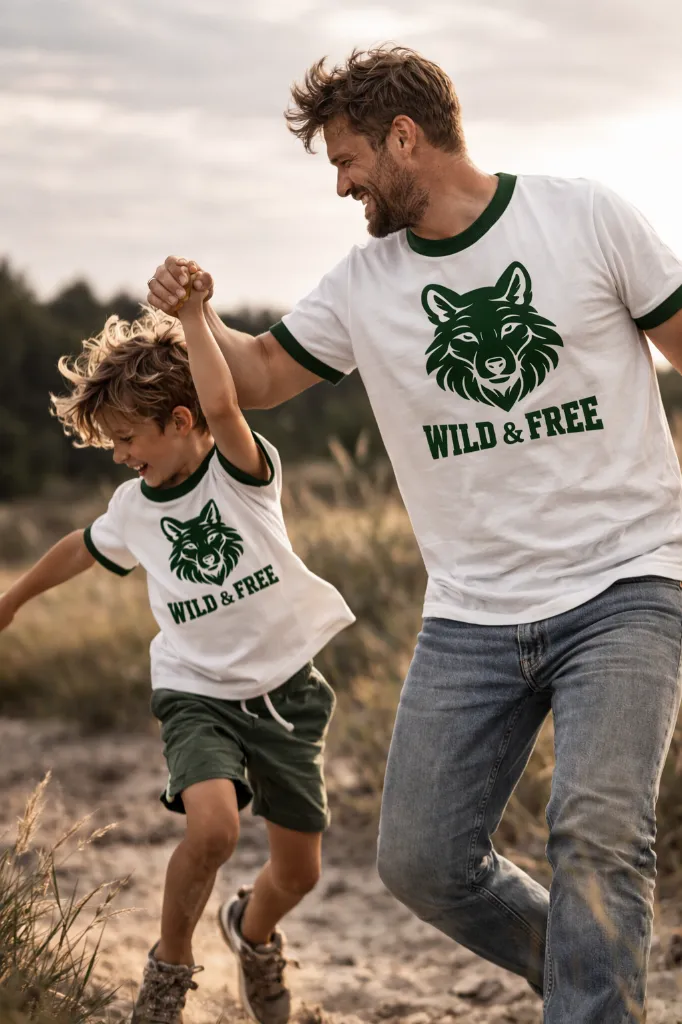 koszulki zielony wilk tata syn.webp