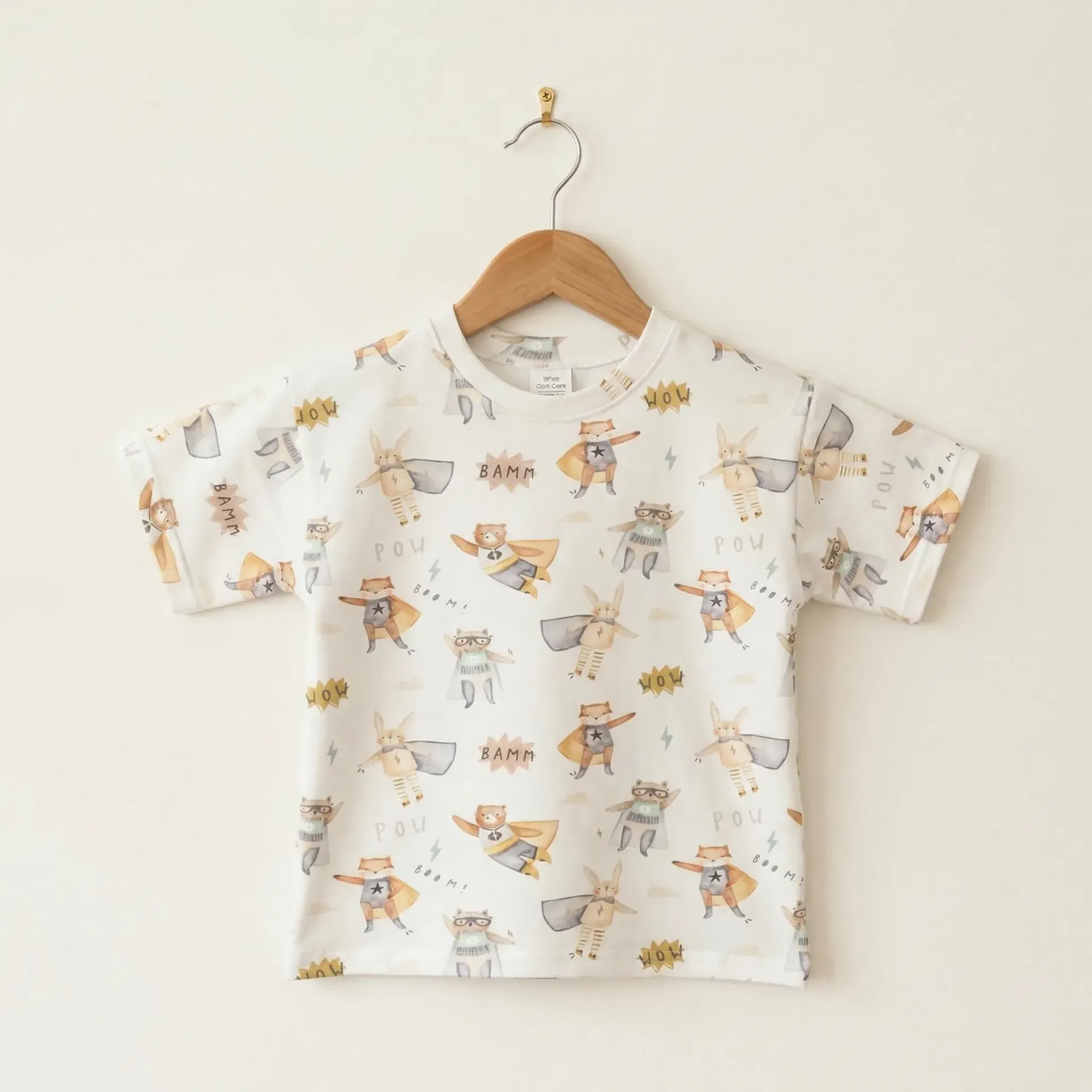 Kids T-shirt with superhero animals print (86/92)