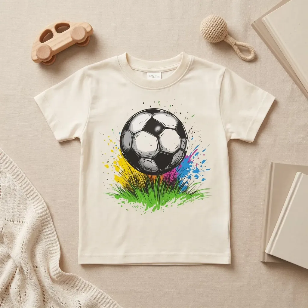 Chłopięcy T-shirt z nadrukiem piłki nożnej