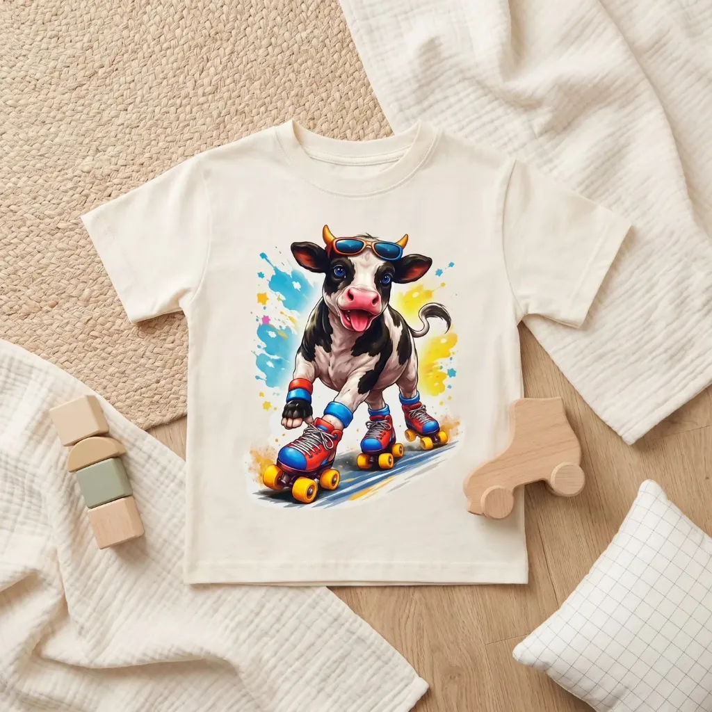 Chłopięcy T-shirt z nadrukiem krowy