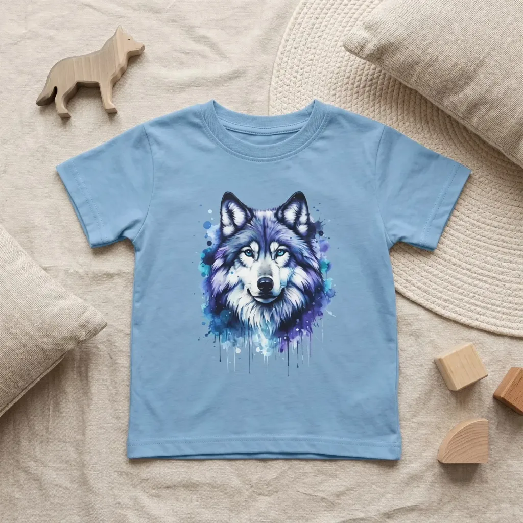 Chłopięcy T-shirt z nadrukiem wilka