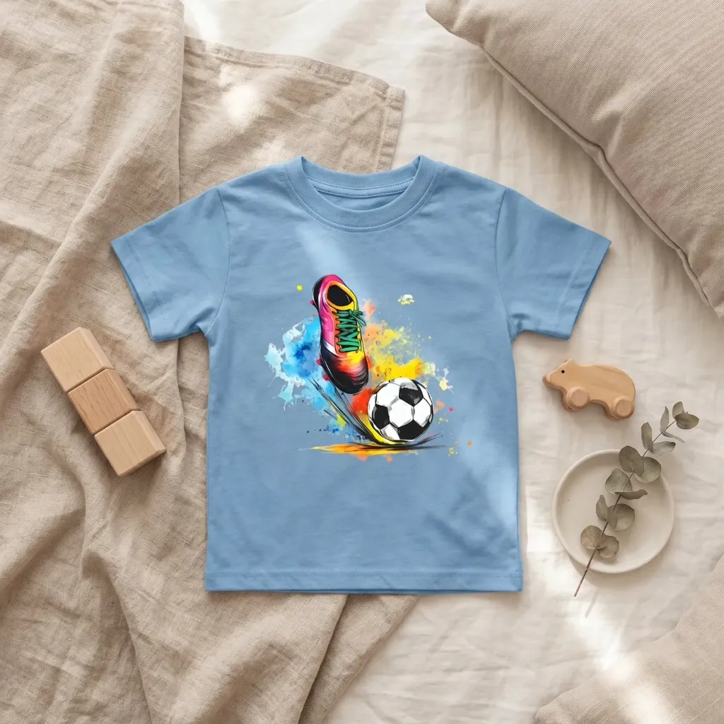 Boys T-shirt with a football shoe print (86/92)
