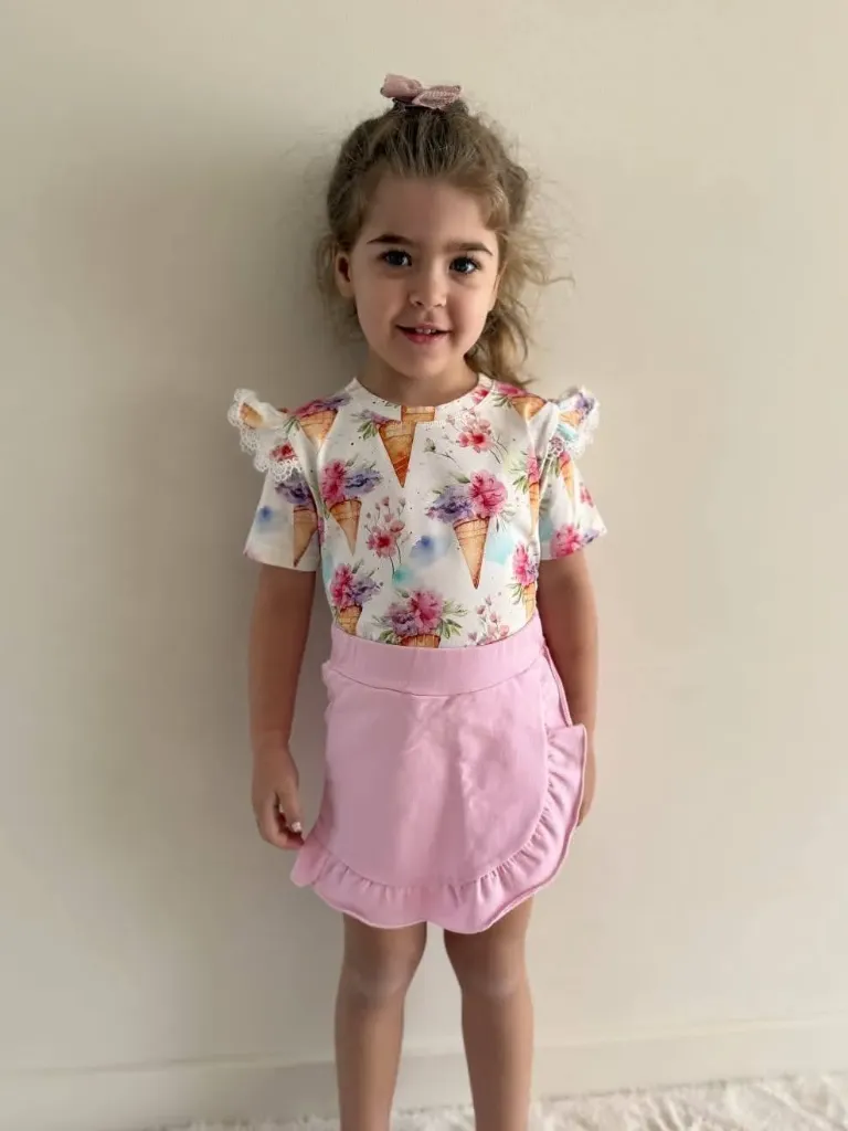 Girls pink skort with ruffles