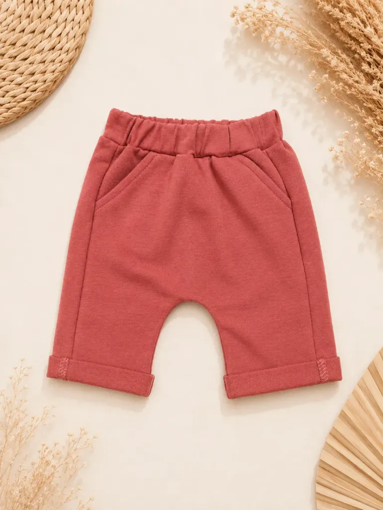 Roestbruine kinder korte broek met zakken (80)