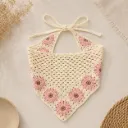 Gehaakte katoenen kinder bandana met bloemen