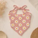 Crochet cotton kids bandana with flowers