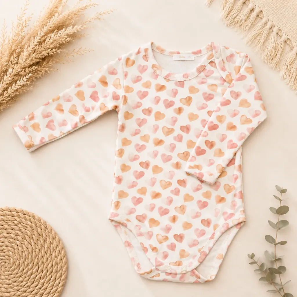 Baby long sleeve bodysuit with hearts print
