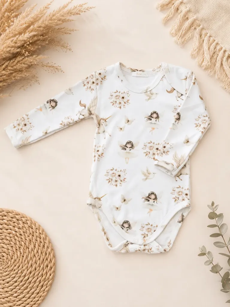 Baby rompertje met feeën print – lange mouw