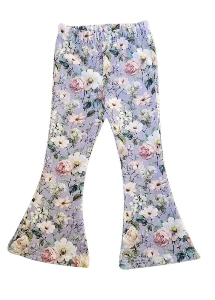Meisjes Flared Broek met Bloemen Print - Paars (92)