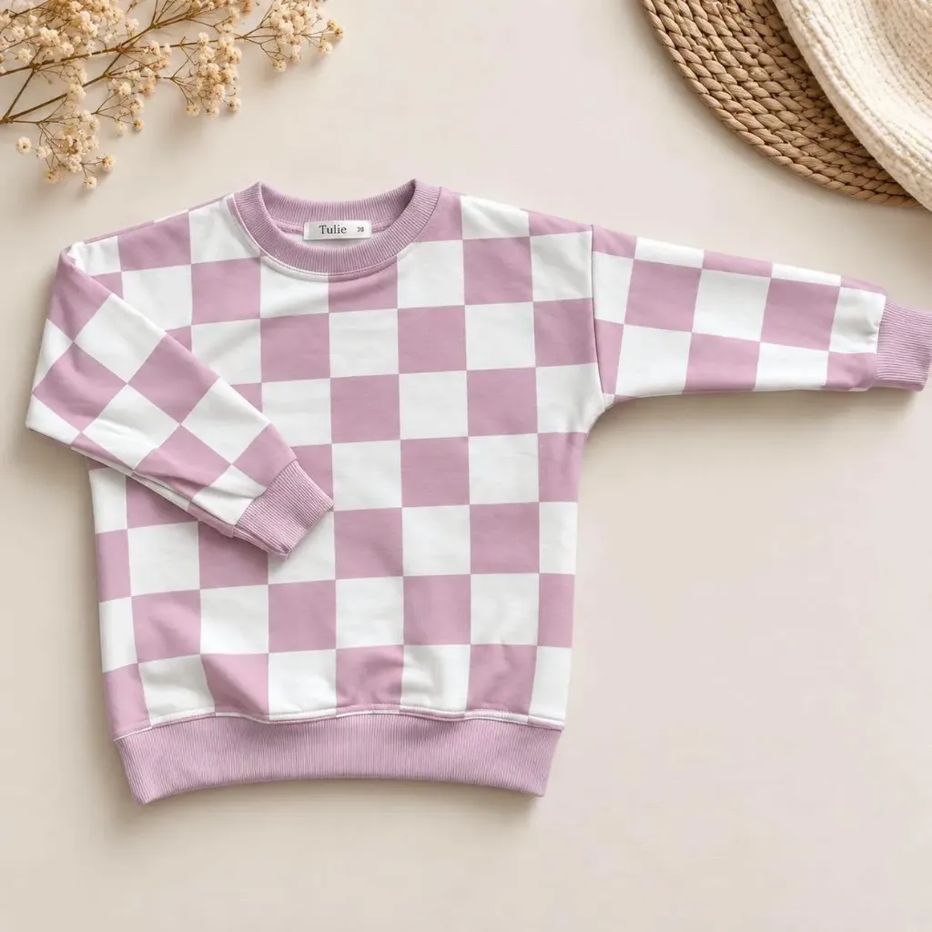Bluza dziewczęca różowa w szachownicę