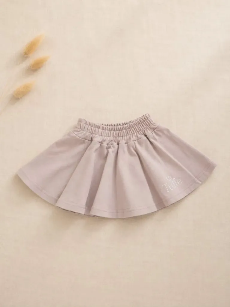 Beige Meisjes Rok met Strass Tulie Logo