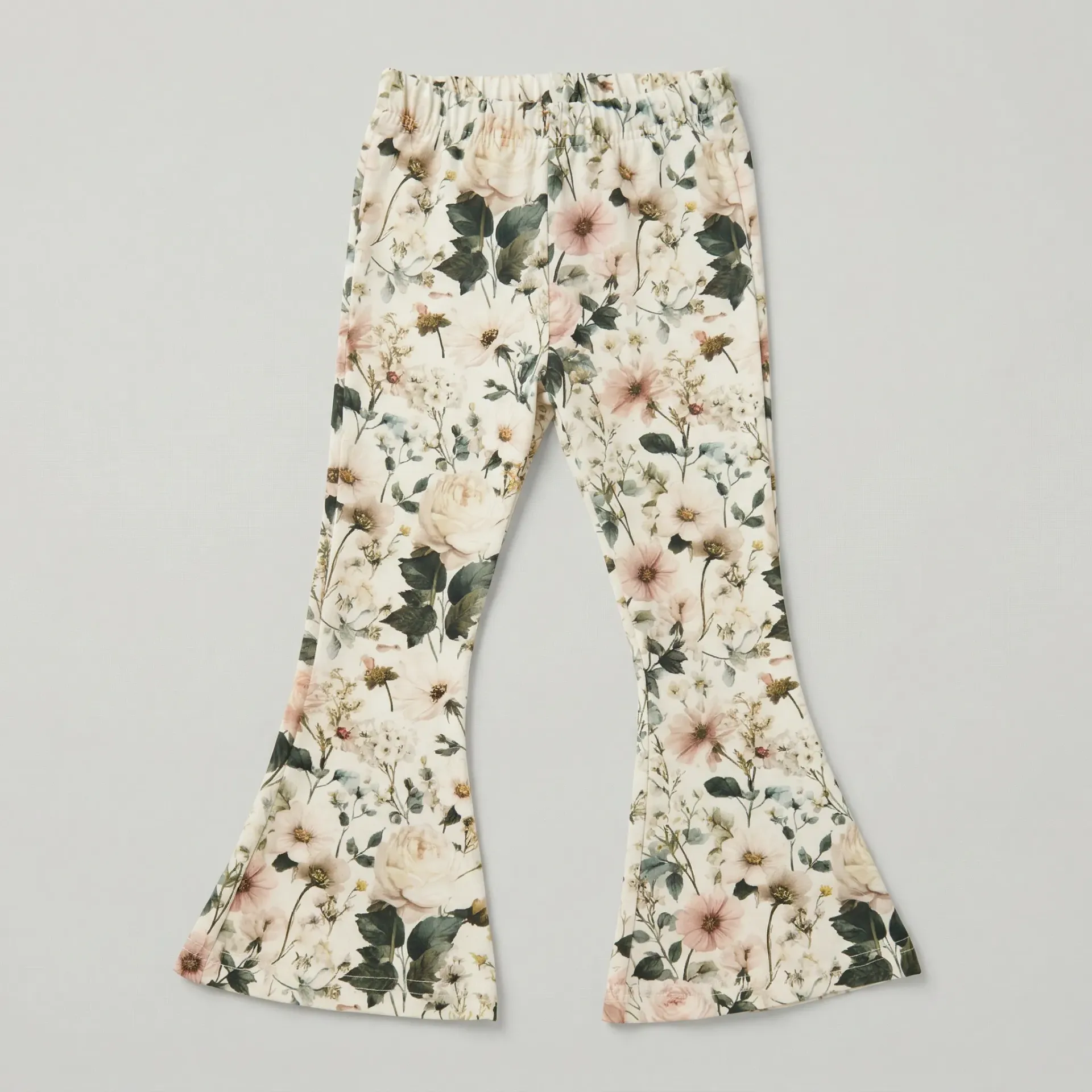 Girls flared pants with floral print