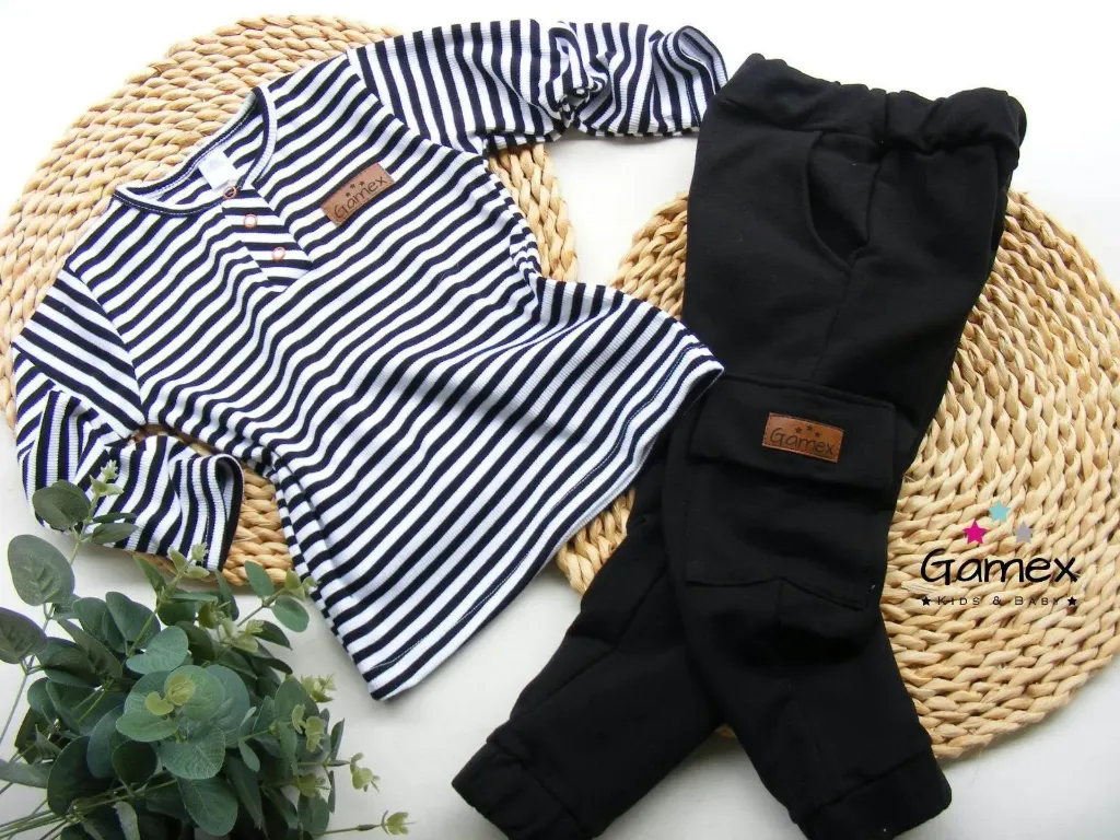 Gamex Boys 2-Piece Striped Top & Black Trousers Set