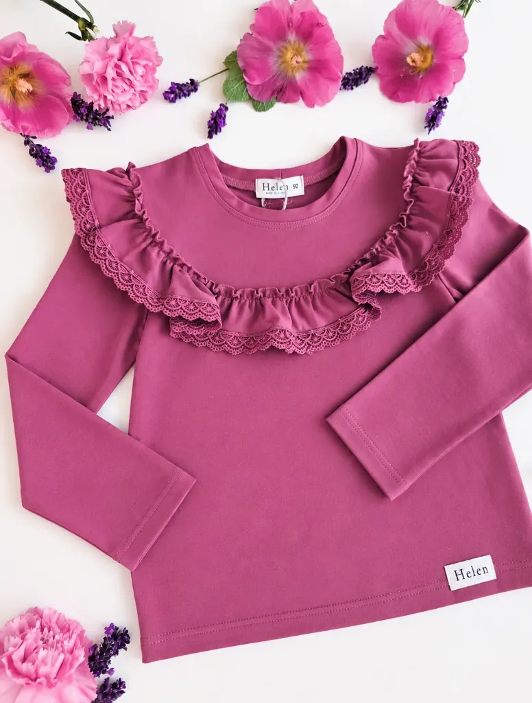 Helen Meisjes Longsleeve met Ruches en Kant