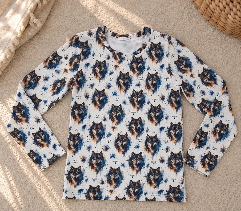 Kinder Longsleeve met Wolvenprint