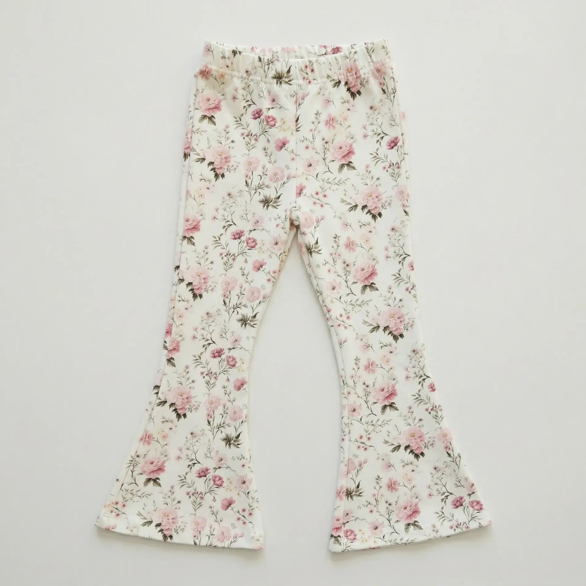 Meisjes Flared Broek met Roze Bloemen Print