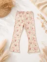 Meisjes Flared Broek met Roze Bloemen Print