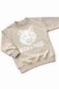 Beige Kids' Sweater with Wolf Print – Wild & Free