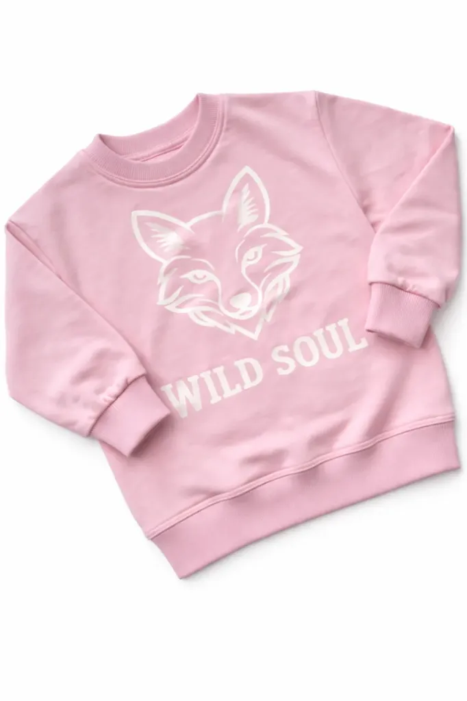 Różowy sweter dziecięcy z nadrukiem lisa – Wild Soul (86/92)