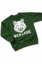 Green Kids' Sweater with Wolf Print – Wild & Free