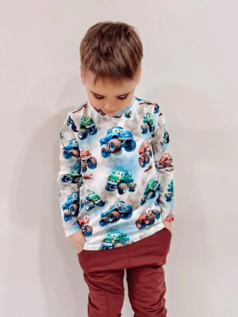 Jongens longsleeve met monstertruck print (128)
