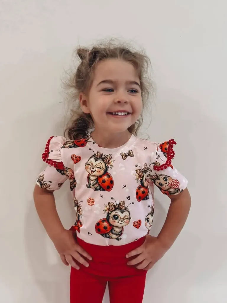 Meisjes T-shirt met lieveheersbeestjes print (92)