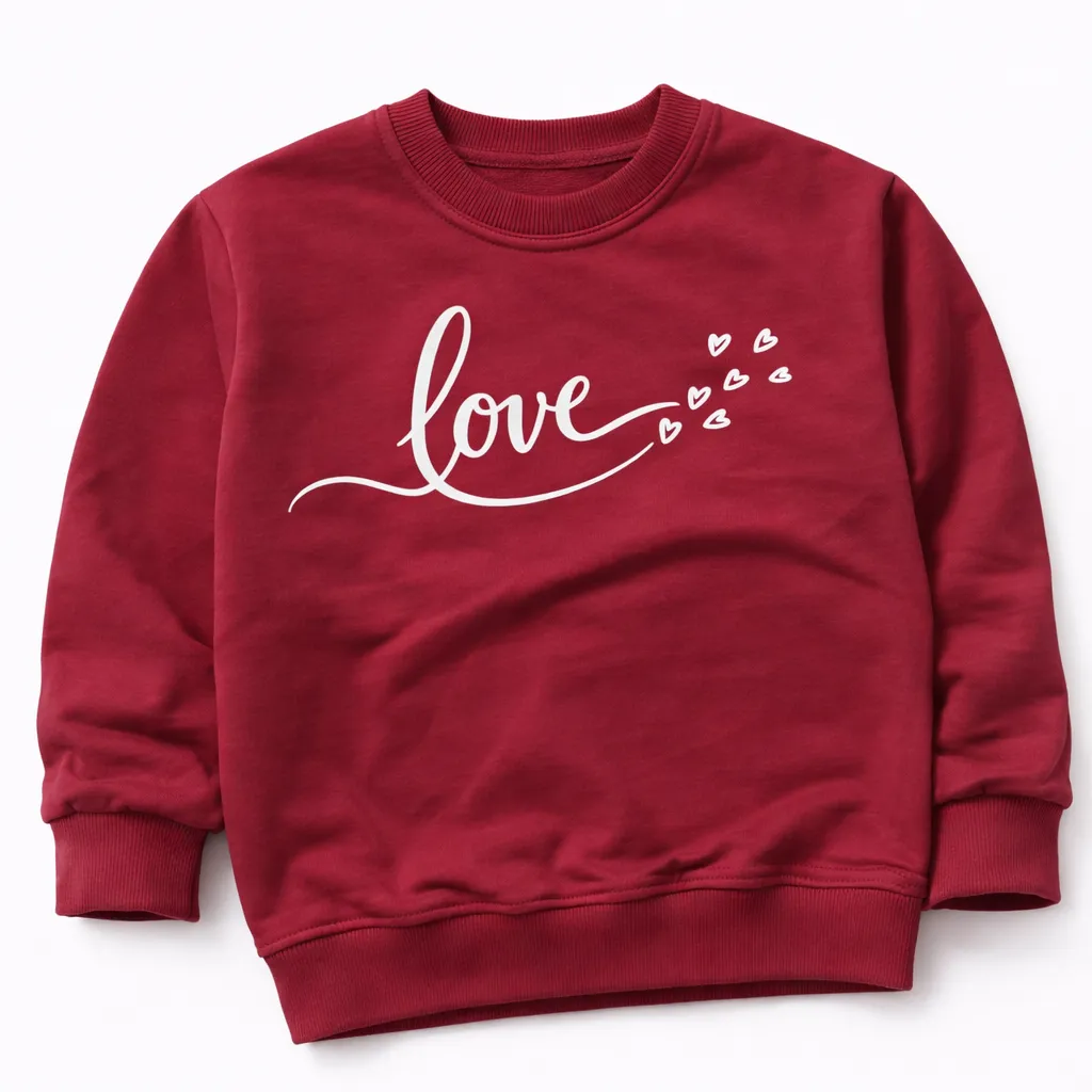 Burgundy Women’s Sweater with Love Print