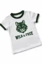 Wit Kinder T-shirt met Groene Wolf Print – Wild & Free