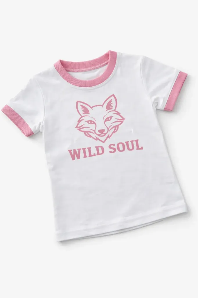Biała koszulka dziecięca z różowym liskiem – Wild Soul (86/92)