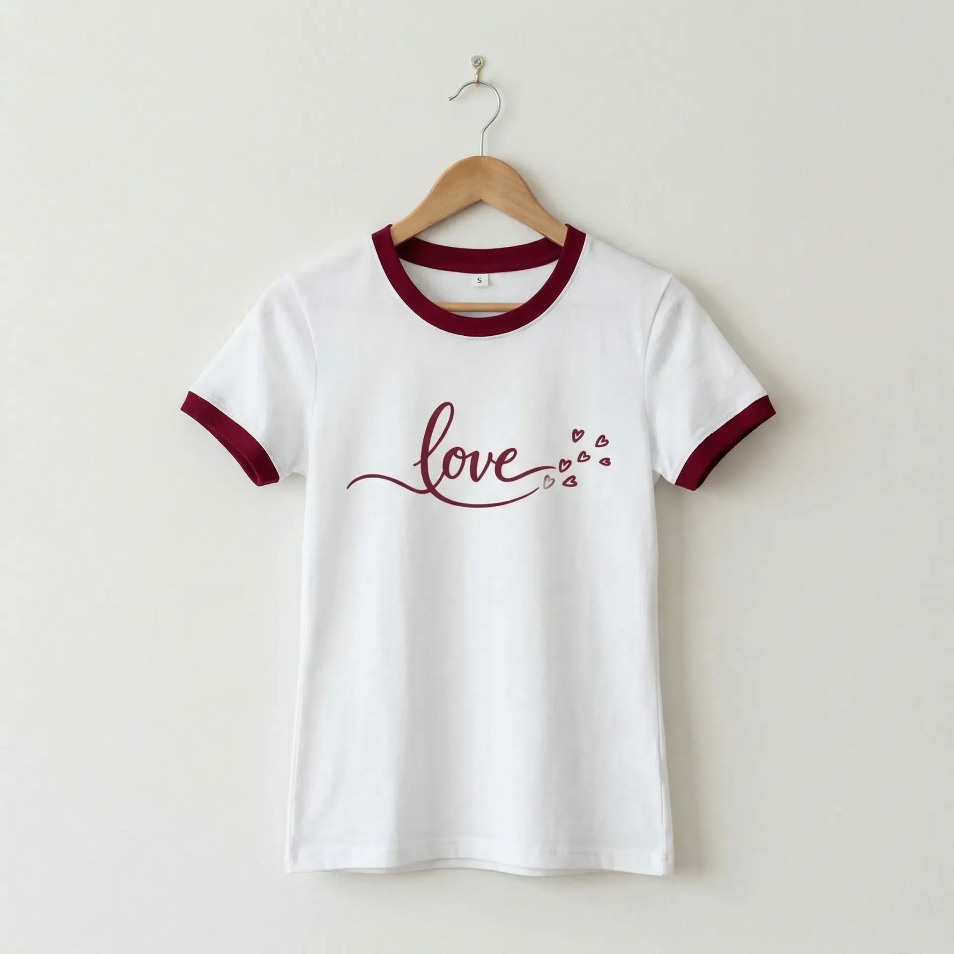 Wit Dames T-shirt met Rode Love- en Hartjesprint