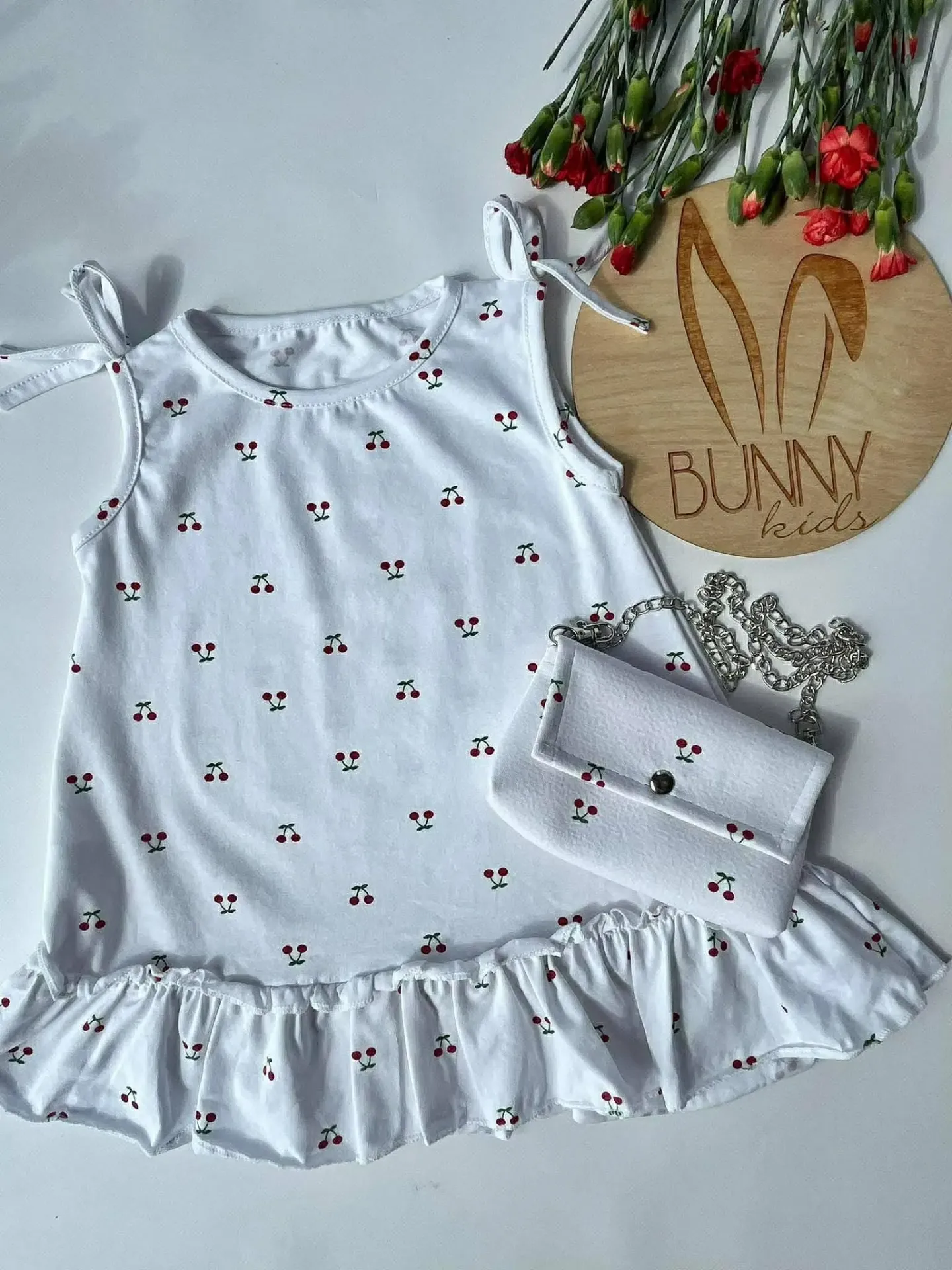 Meisjes jurk met kersenprint (86)