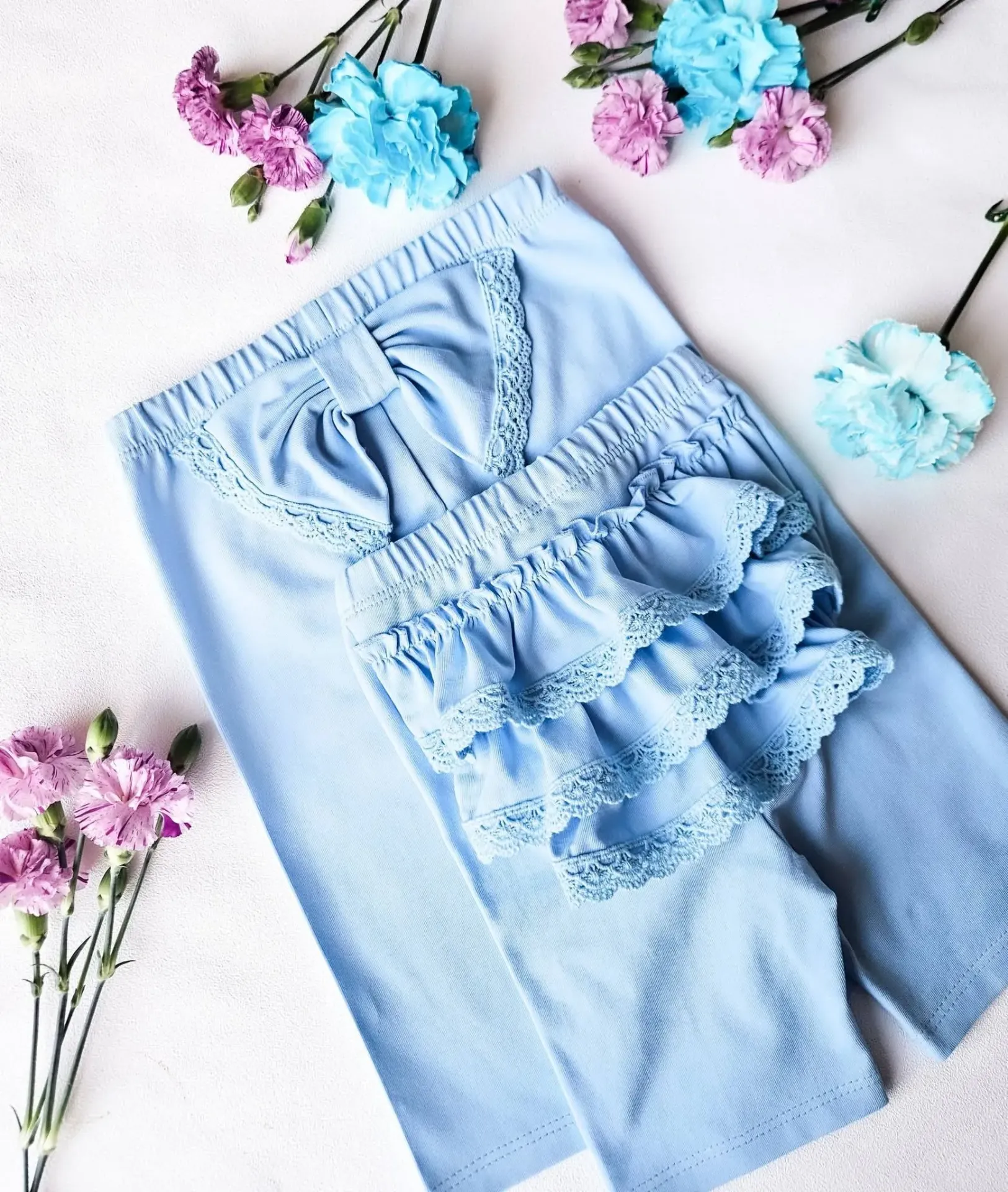 Meisjes korte legging met ruffles en strik (86)