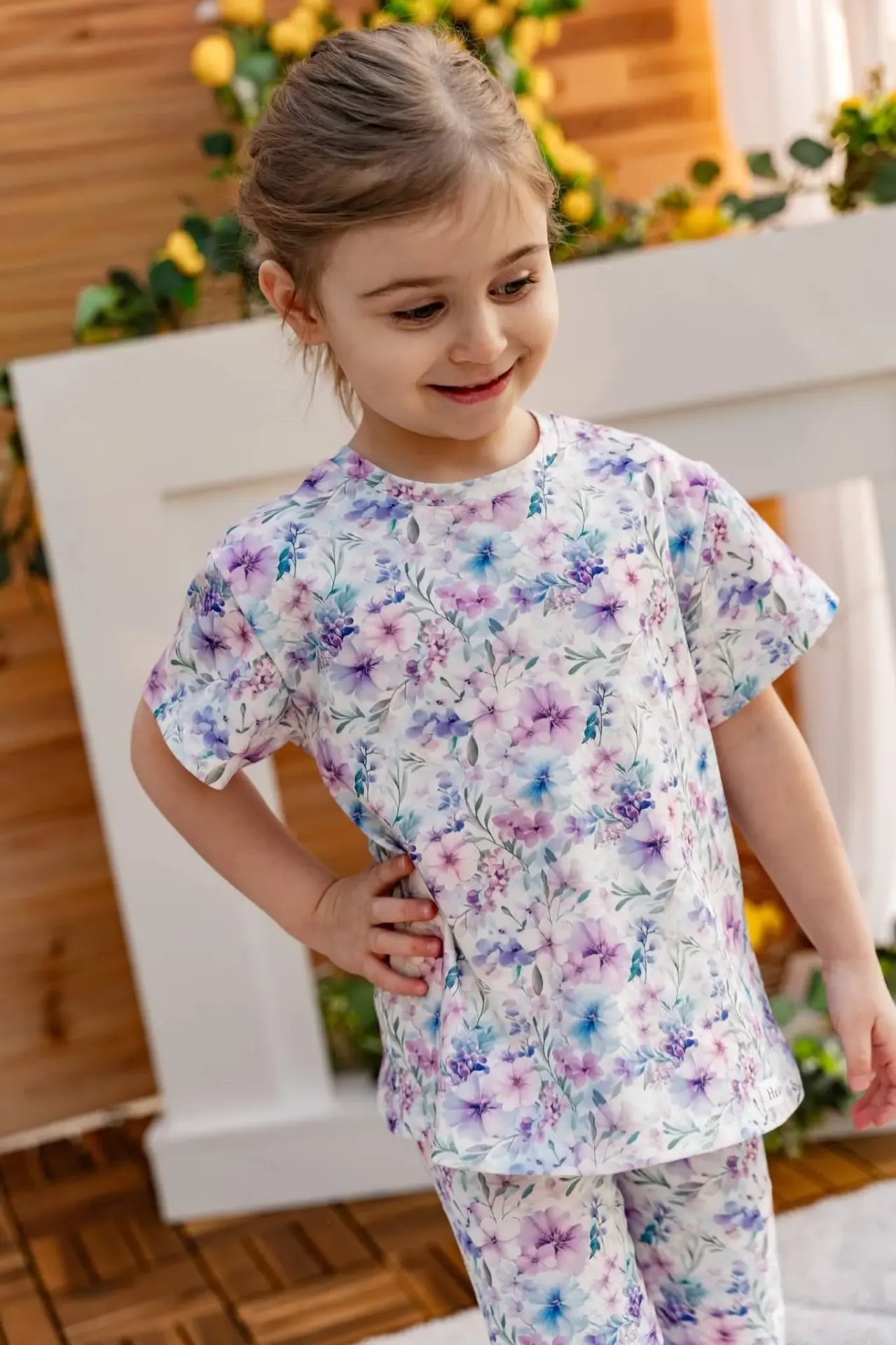 Meisjes T-shirt met bloemenprint (92)