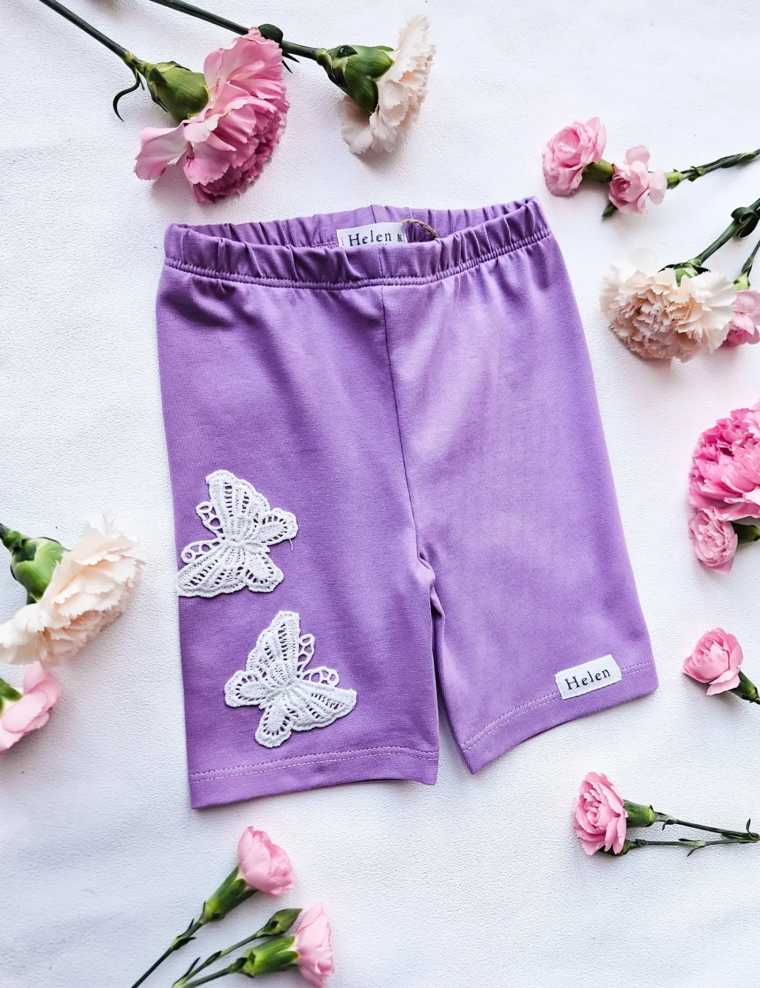 Meisjes korte legging met vlinder applicaties – paars