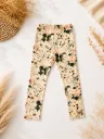 Girls leggings with floral print – beige / green