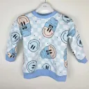 Blauwe Kinder Sweater met Smiley All-Over Print – Love Yourself