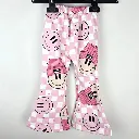 Pink Kids Flared Leggings Smiley All-Over Print Cotton