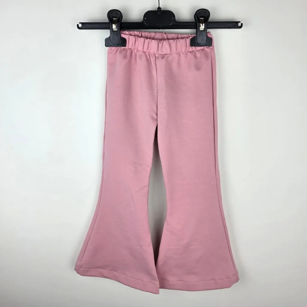 Roze Kinder Flared Leggings Katoen – Basic Broek