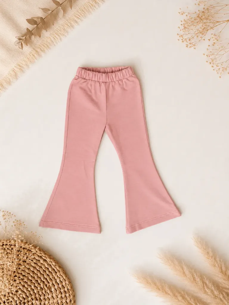 Roze Kinder Flared Leggings Katoen – Basic Broek