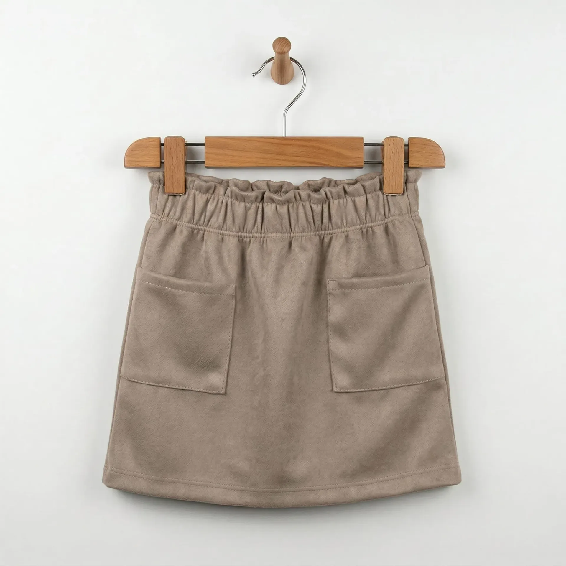 Beige meisjes rok katoen met zakken – comfortabel (92)