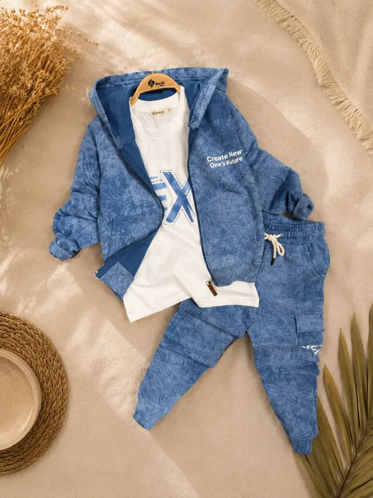 Boys 3-piece jogging set blue (146/152)