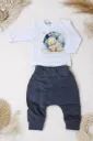 Baby set with teddy bear print – top and pants